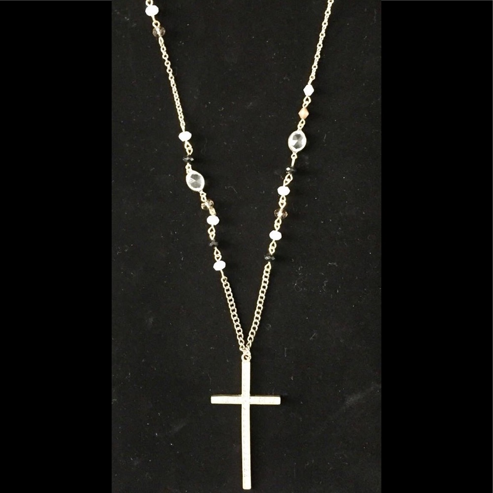 Gold toned cross necklace